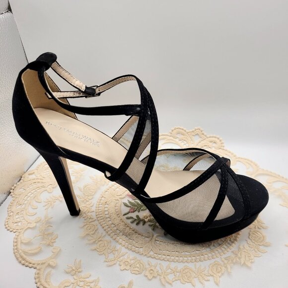 Benjamin Walk Corri 98Touch Ups Black Suede 9.5M Ankle Strap  HIgh Heel Sandals - Picture 3 of 5